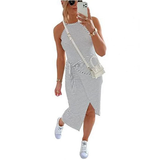 😊Casual Sleeveless Striped Midi Dresses