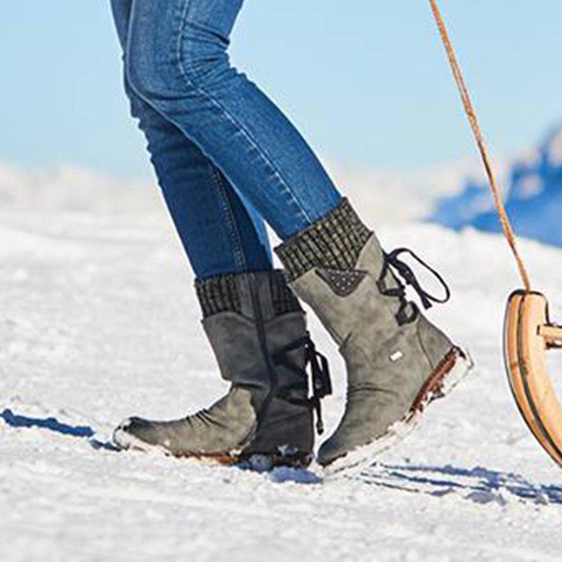 "Alpine" Faux-Suede Cozy Lace-Up Boots